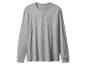 T-shirt gris à manches longues avec encolure ronde et surpiqûres décoratives.