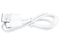 Witte USB-C naar USB kabel, opgerold en vastgemaakt met een elastiekje.