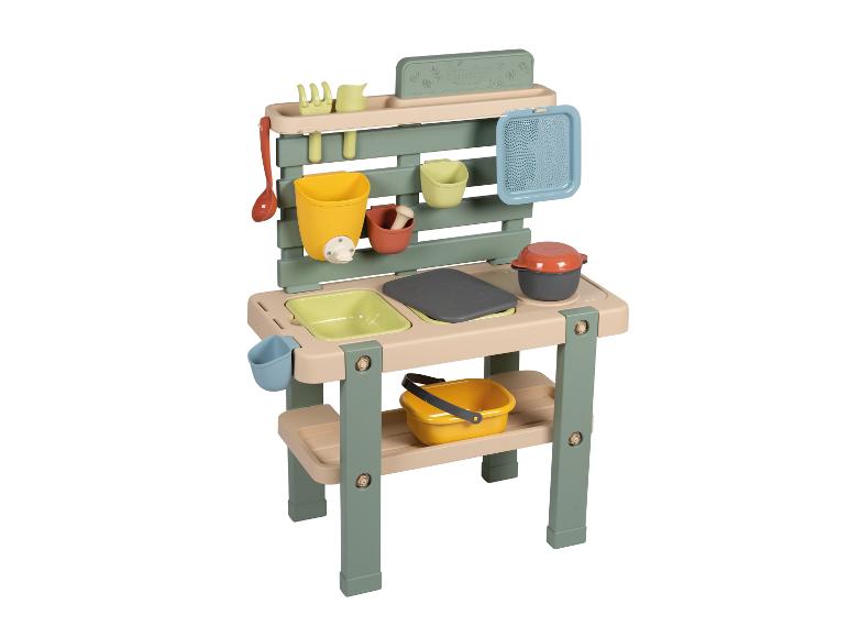 Smoby groen en beige speelkeuken met keukengerei en accessoires.