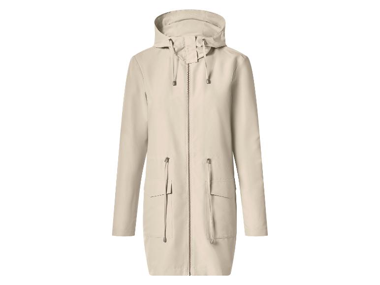 Beige regenjas met capuchon voor dames met rits en zakken