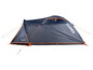 Een blauwe Tambu tent met oranje details.