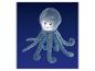 Peluche de pieuvre bleue avec un visage souriant et lumineux