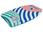 Een blauw-wit-groen Schildkröt bodyboard met blauwe strepen.