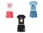 Kinderpyjama's met Minnie Mouse, Stitch en Grogu T-shirts en bijpassende shorts.