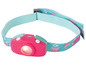 Een roze koplamp met een kattenprint.