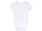 Witte baby romper met korte mouwen.