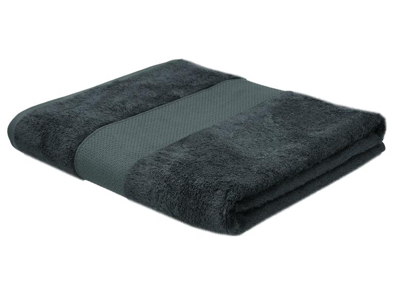 Gevouwen donkergrijze handdoek met een getextureerde band