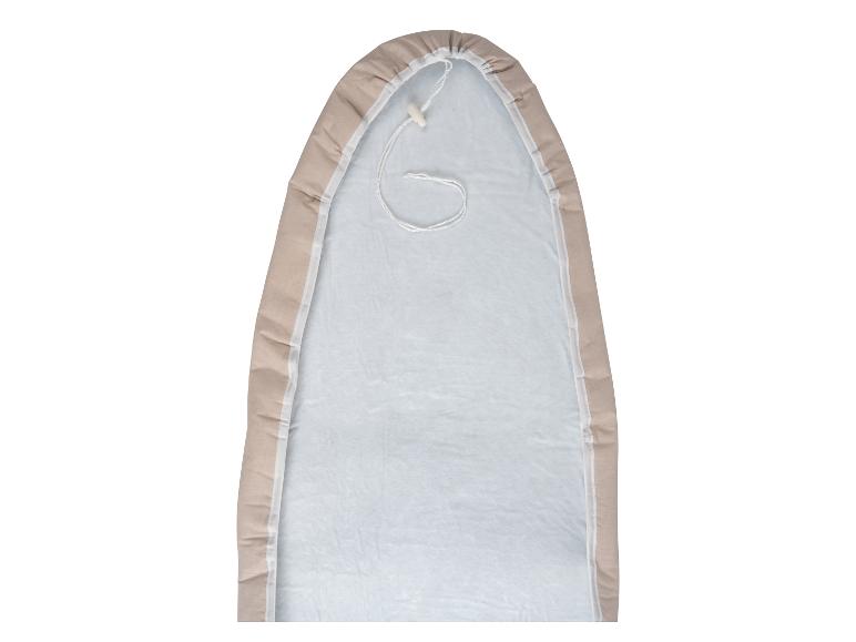 Housse de planche à repasser beige avec intérieur bleu clair.