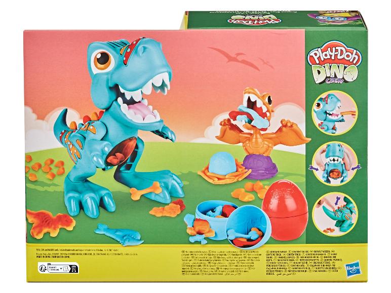 Play-Doh Dino Crew speelgoed met dinosaurussen en een Play-Doh ei.