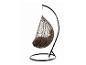 Chaise suspendue en rotin avec support noir et coussin marron