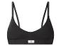 Bralette en coton côtelé noir à fines bretelles avec le texte « LOVE COTTON ».