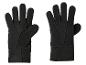 Une paire de gants noirs avec des coutures visibles, l'un paume vers le haut et l'autre paume vers le bas.