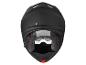 Casque de moto noir avec surpiqûres rouges et un autocollant 'FINAL QC PASSED'
