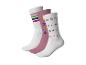 Trois paires de chaussettes pour enfants avec rayures, chiffres et lettres de l'alphabet.