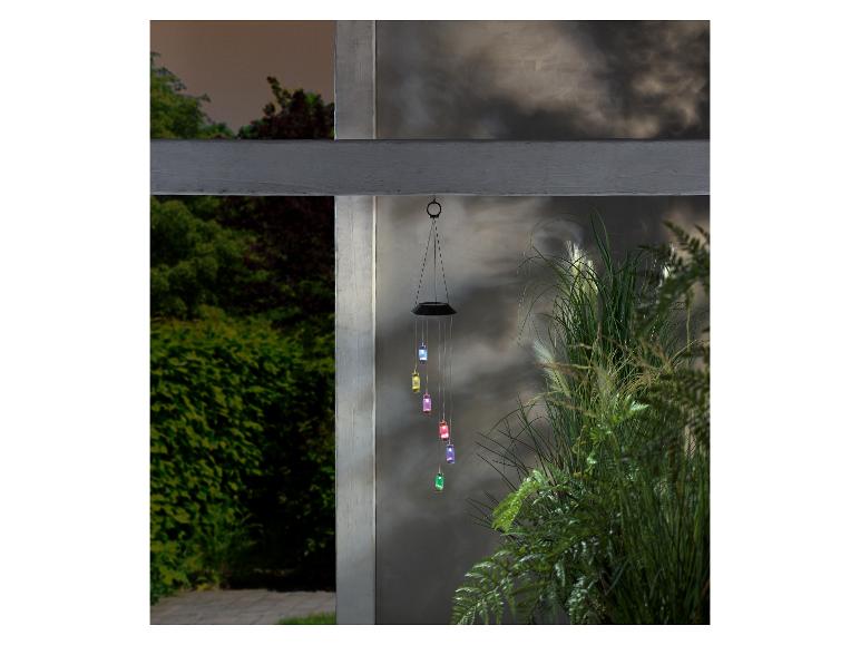 Carillon solaire avec lumières colorées pour extérieur.