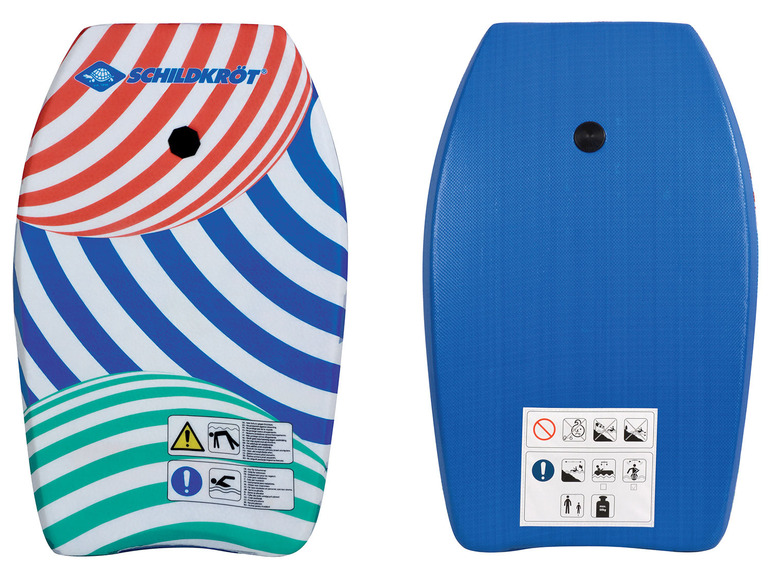 Twee Schildkröt bodyboards met een gestreept ontwerp.