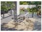 Moderne aluminium tuinset met tafel en stoelen.