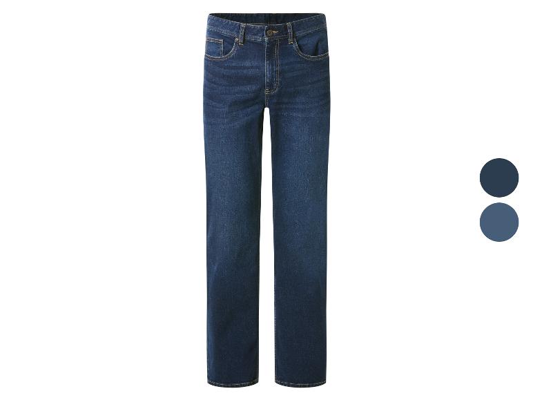 Jean homme bleu foncé avec deux échantillons de couleur.