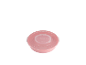 Ronde roze voedselcontainer met transparant deksel.