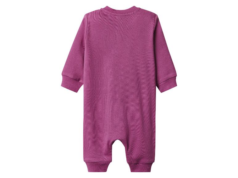 Paarse baby jumpsuit met lange mouwen, achterkant