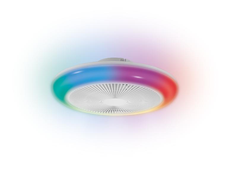 Ronde plafondlamp met geïntegreerde ventilator en kleurrijke LED-verlichting
