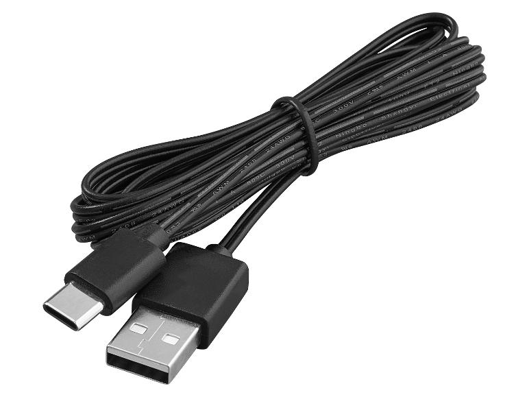 Zwarte USB-A naar USB-C kabel.