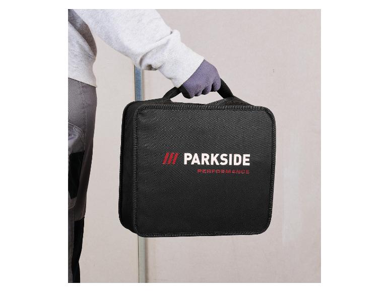 Een zwarte Parkside Performance gereedschapskoffer.
