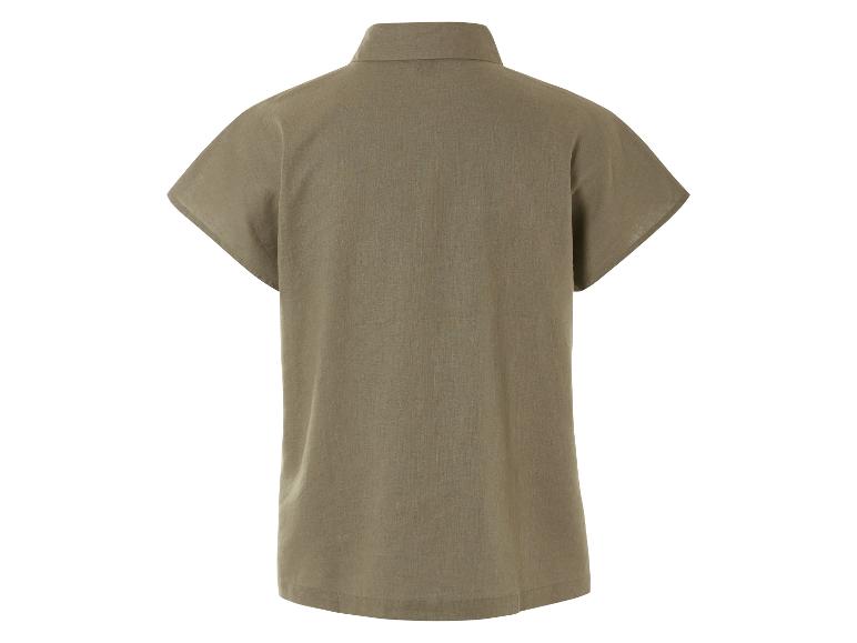 Chemise courte en lin, couleur olive.
