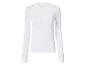 Pull blanc à manches longues, col rond et boutons aux poignets