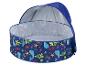 Piscine bébé bleue avec motif marin et pare-soleil.