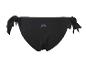 Zwart dames bikinibroekje met strikjes aan de zijkant en een discreet patroon.