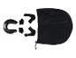 Un casque noir avec une protection du cou et un sac de rangement noir.
