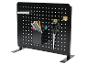 Organisateur de bureau en métal noir avec accessoires.