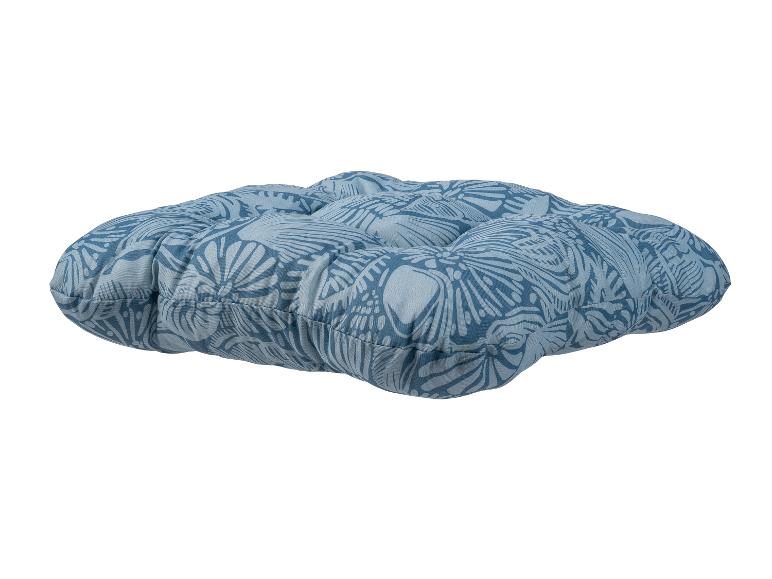 Blauw rond zitkussen met bloemenpatroon