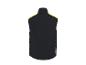 Zwart sportvest met gele en witte accenten, achteraanzicht.