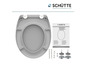 Een toiletbril van Duroplast met een soft close systeem van Schütte.