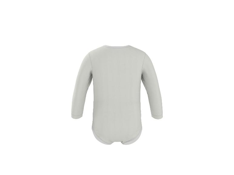 Baby romper met lange mouwen in lichtgrijs, achteraanzicht