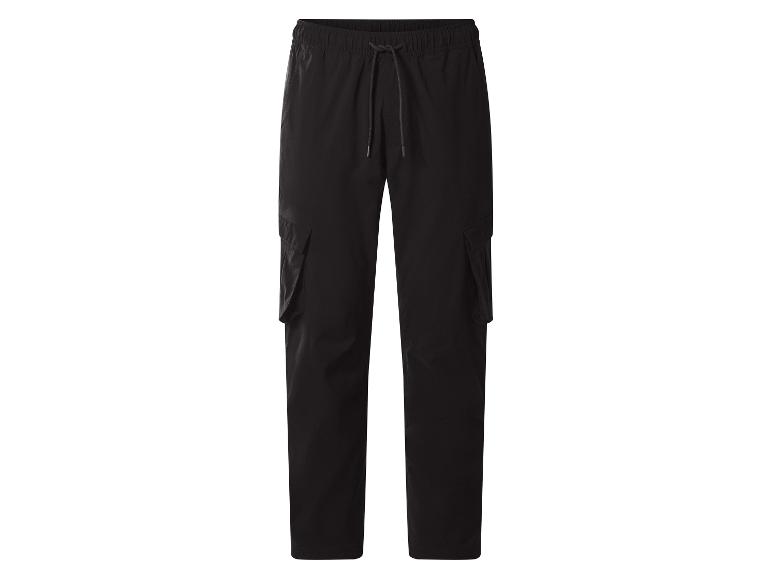 Zwarte cargobroek met elastische tailleband en trekkoord