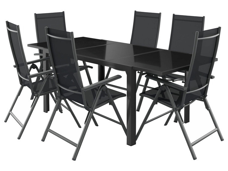 Aller en mode plein écran Set de jardin en aluminium noir/anthracite avec table extensible et 4 chaises Houston LIVARNO home - Photo 1