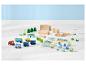 Ensemble de jeu en bois Peppa Pig avec train, bus, rails et figurines.