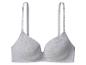 Soutien-gorge en coton gris clair à fines bretelles.