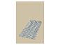 Vloerkleed met 3D kubuspatroon in grijze en witte tinten op een beige achtergrond.