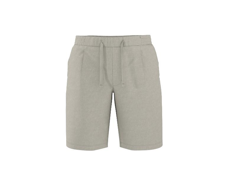 Shorts en lin beige avec cordon de serrage à la taille
