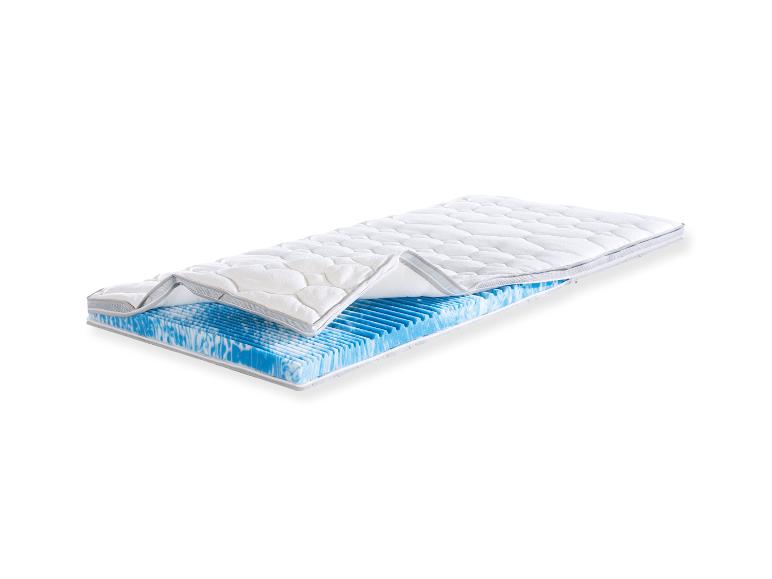 Un matelas blanc avec un rembourrage en mousse bleue.