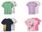 Lot de 2 t-shirts pour enfants : vert uni, à motifs de voitures, violet à fleurs, à rayures, bleu marine lion, rose papillons.