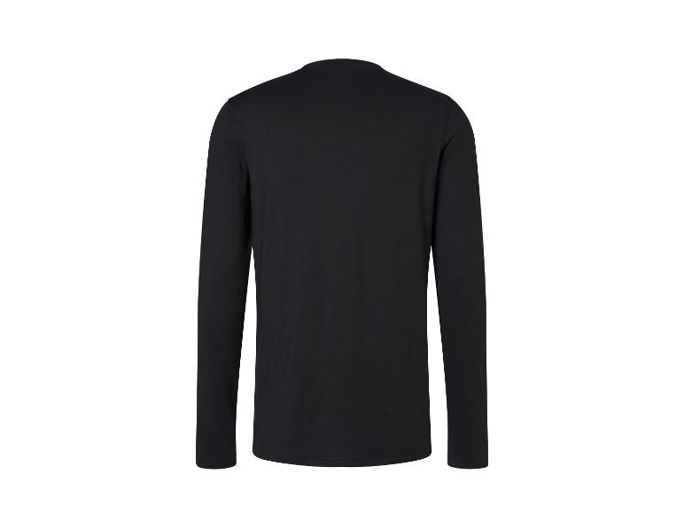 Zwart T-shirt met lange mouwen en ronde hals, achterkant.