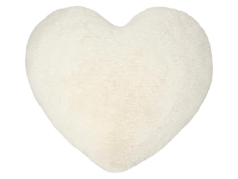 Coussin en forme de cœur en fausse fourrure blanche