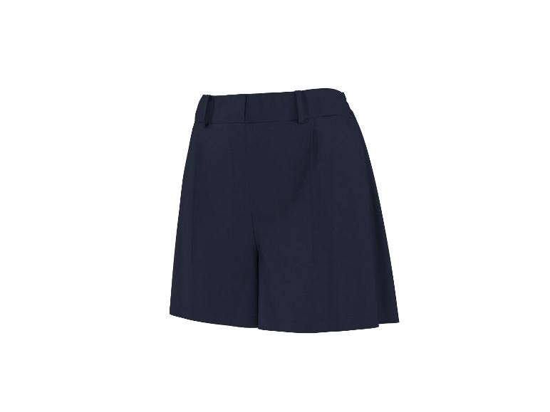 Donkerblauwe dames shorts met hoge taille en plooien.