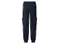Pantalon de jogging cargo bleu foncé avec poignets et taille élastiques, poches arrière et latérales.
