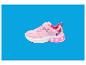 Chaussures roses pour enfants avec fermeture velcro et semelle lumineuse, décorées de papillons.